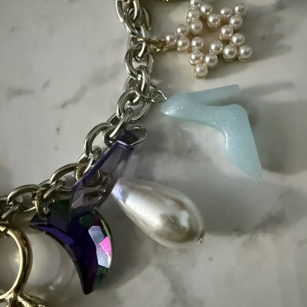 Betsey Johnson Charm Bracelet Oyster Olives Engagement Ring Stars Moon High Heel